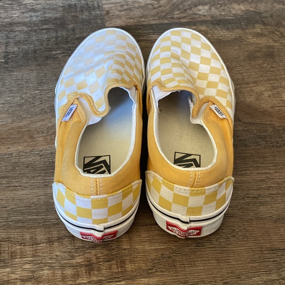 Yellow Checkered Slip-On Vans - Picture 2 of 5